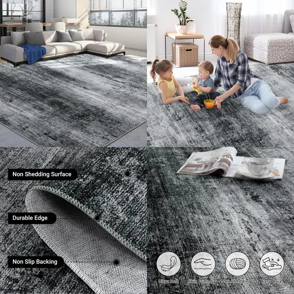 

Modern Abstract Area Rug, 10x14 Feet, Suitable for Living Room and Bedroom, Large Boho Style Machine Washable Carpet with Non-Sl