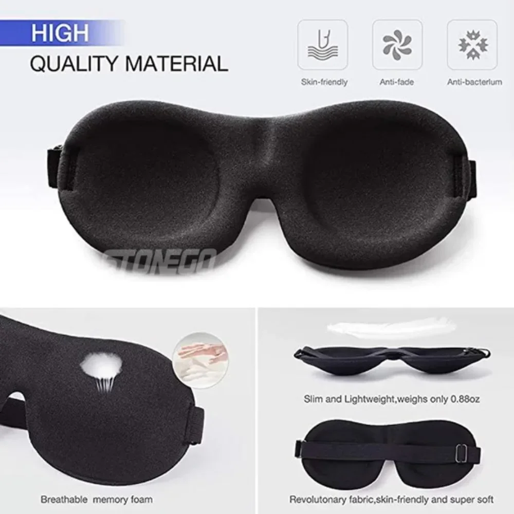 3D Blackout Sleep Mask Comfortable Eye Shades for Men and Women Travel Sleep Aid Light Blocking Eye Protection Sleep Mask
