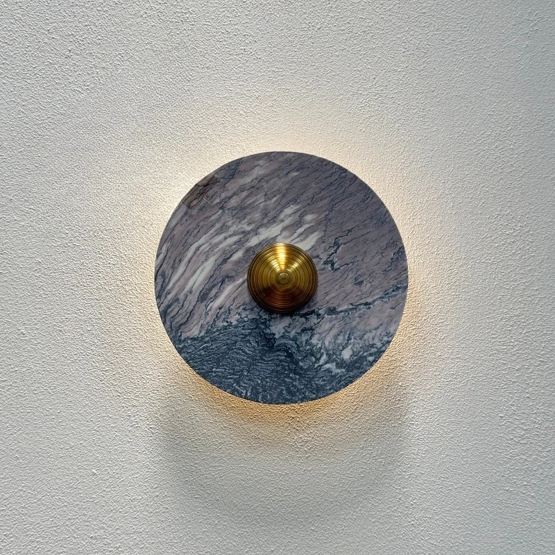 

French Medieval Purple Landscape Marble Wall Sconce Designer Lamp for Villa Hotel Living Room