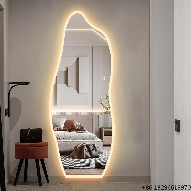 

Smart LED Bathroom Mirror Touch Control Modern Irregular Backlit Vanity Mirror for Hotel Home Bathroom