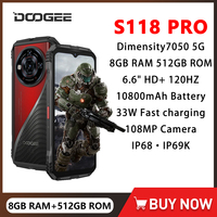 DOOGEE S118 Pro 5G Rugged Phone 6.6'' FHD 120Hz 8GB RAM 512GB ROM Mobile Phone Android 14 108MP 10800mAh Battery Cellphone NFC