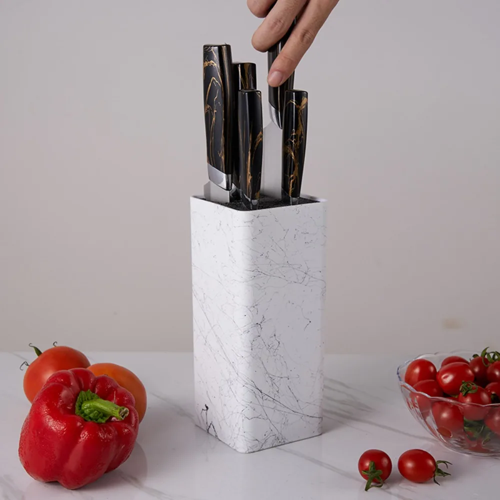 Marble Pattern Kitchen Cutter Holder PP Strip Core Square Cutter Storage Stand Stable Base Plastic Kitchen Cutter Organizer