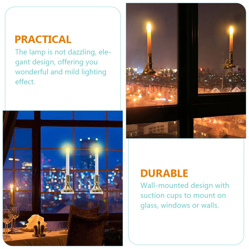 

2Pcs Flameless LED Lights Rechargeable Wall Mounted Suction Cup Electric Candles Romantic Home Party Decoration Light