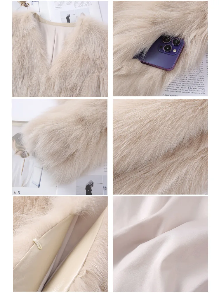 Frauen Faux Fuchs Pelz Mäntel Weiß Pelz Jacken Rundhals Langen Ärmeln Offenen Stich Dicke Warme Pelz Lose Beiläufige 2025, Herbst Winter