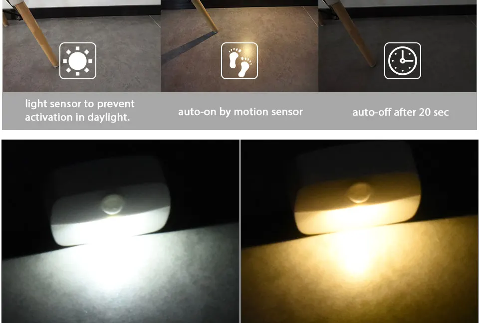 1/2/3/4/5pcs Led Night Light with Motion Sensor PIR AAA Battery or Rechargeable Cabinet Lamp for Kitchen Bathroom Closet Stairs