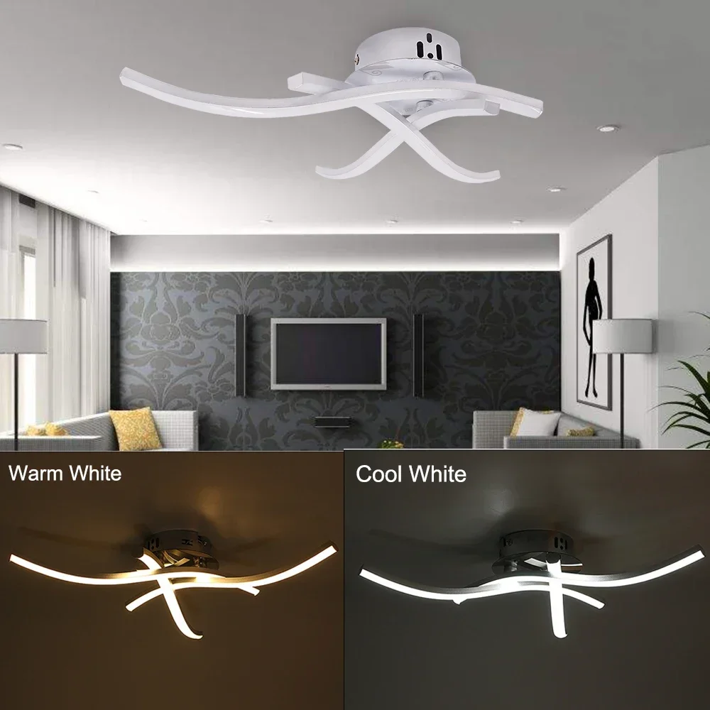 18W 24W Wave-Line Design LED Ceiling Light Warm White Cold  Modern   Lamps for Bedroom Dining Room Living