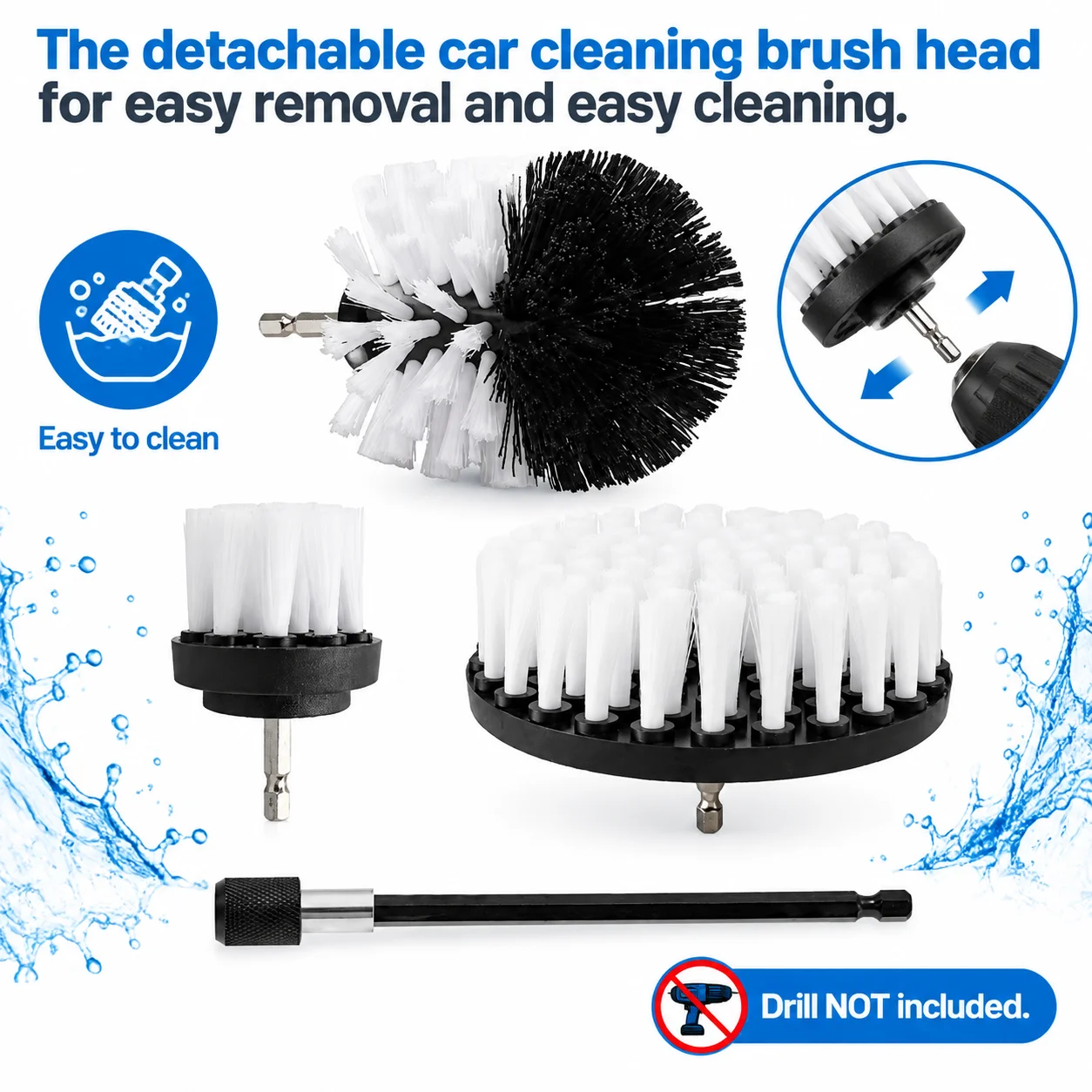Drill Brush Attachment Strong Bristle Power Scrubber Brush Set Sufficient Even Contact for Electric Drills for Bathroom Tub Tile