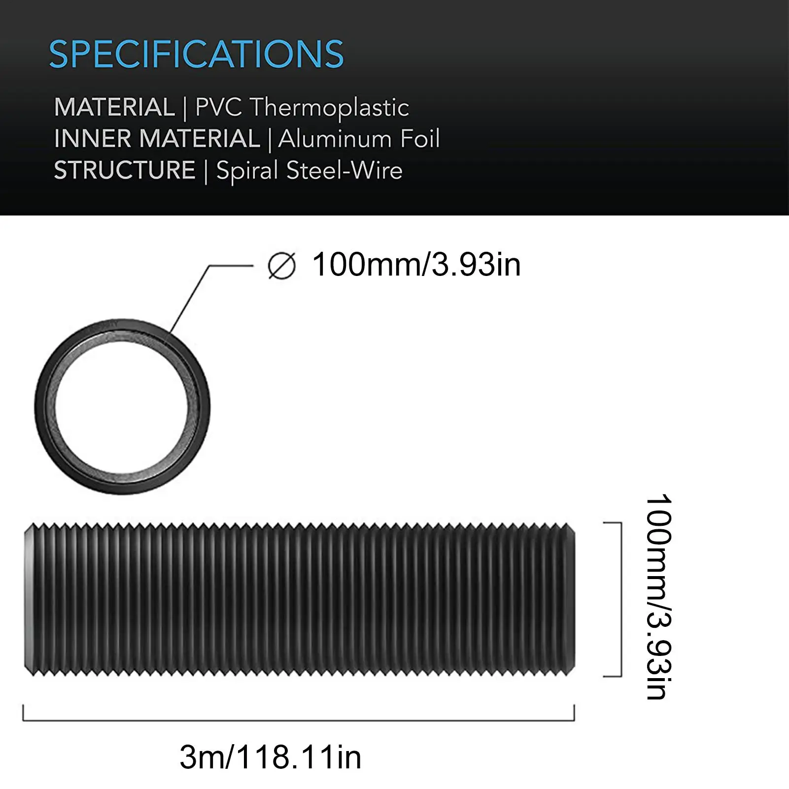 Flexible Aluminum Ducting Dryer Vent Hose Insulated Heavy Duty Air Ducting Ventilation Exhaust Aluminum Ducting Tube Pipe