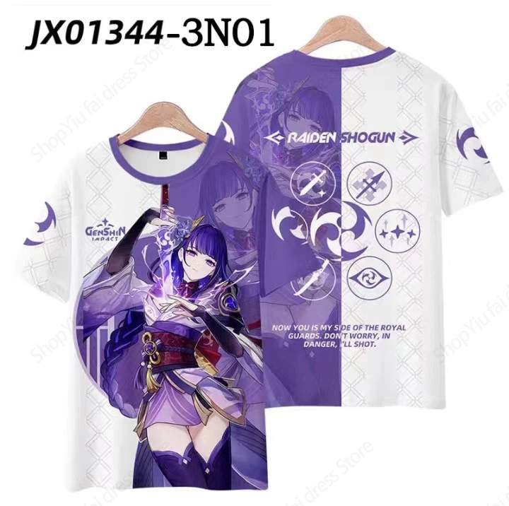 Camiseta con estampado 3d de Anime Genshin Impact, camiseta a la moda para hombres y mujeres, camisetas para niños, camisetas de manga corta, camiseta Kawaii para niñas