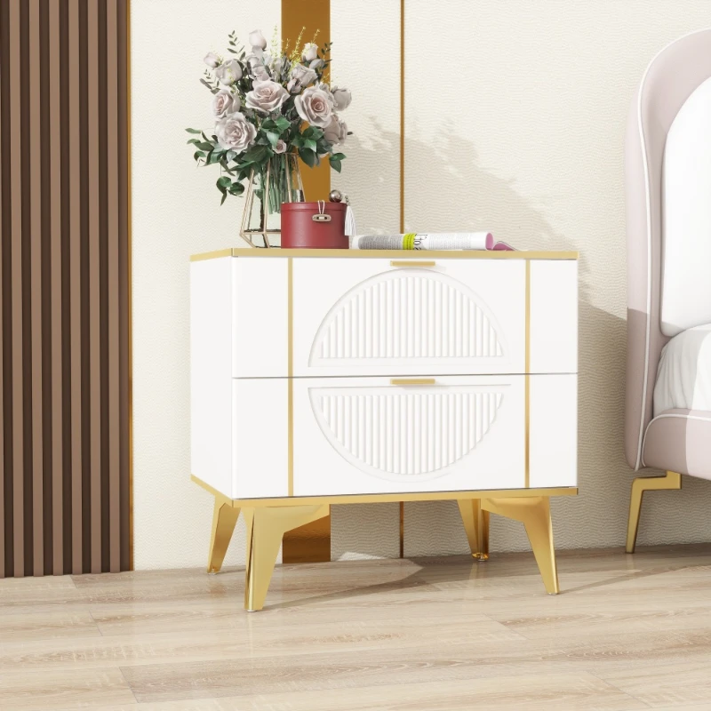 Aesthetic Storage Modern Nightstand Nordic Golden Legs Trendy Drawers Bedside Table Luxury Trendy Mesa De Noche Home Furniture