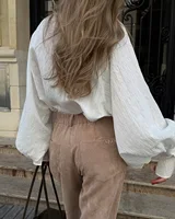 2026 Spring New Oversize White Shirt Women Long Sleeve Button up Minimalist 100% Cotton Shirt Female Chic Loose Tunic Blouses - Image 6