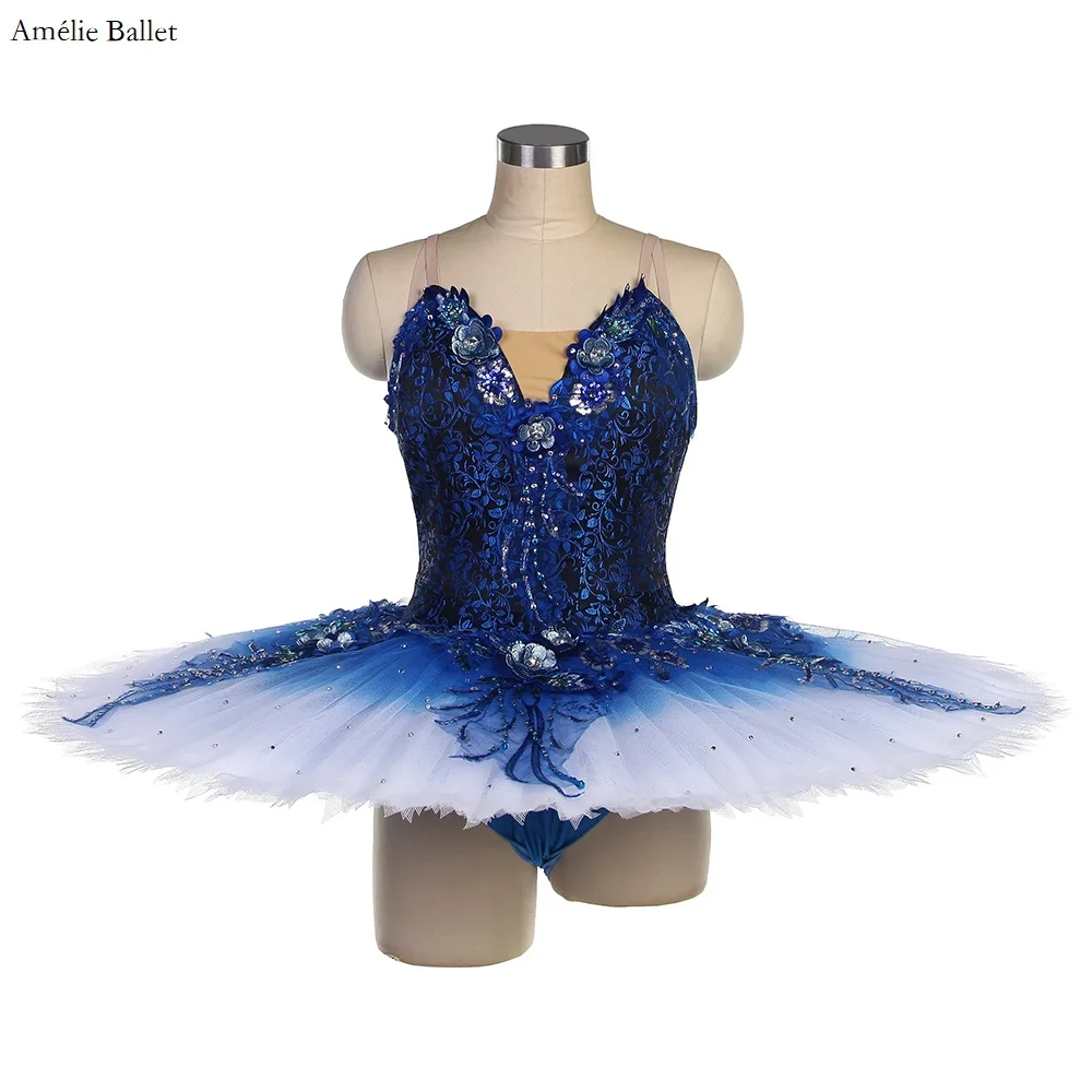 B23018 Ombre Royal Blue Professional Platter Tutu Customized Ballet Costume Women Girls Stage Performance or Competition Dress