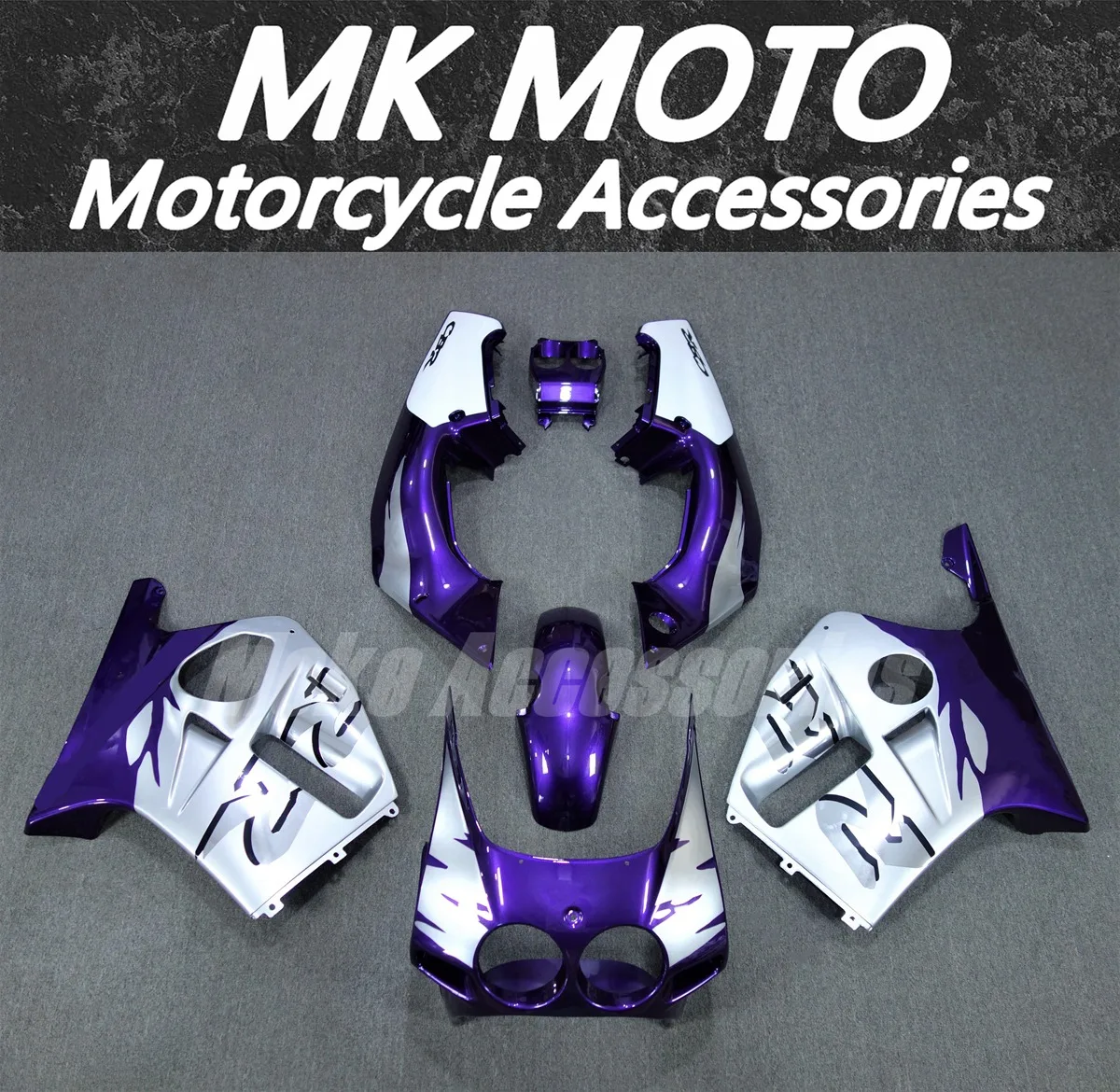 

Moke moto Motorcycle Bodywork Set For CBR250R 1988 1989 MC19 Fairings Kit Fit High Quality ABS Injection purple silver