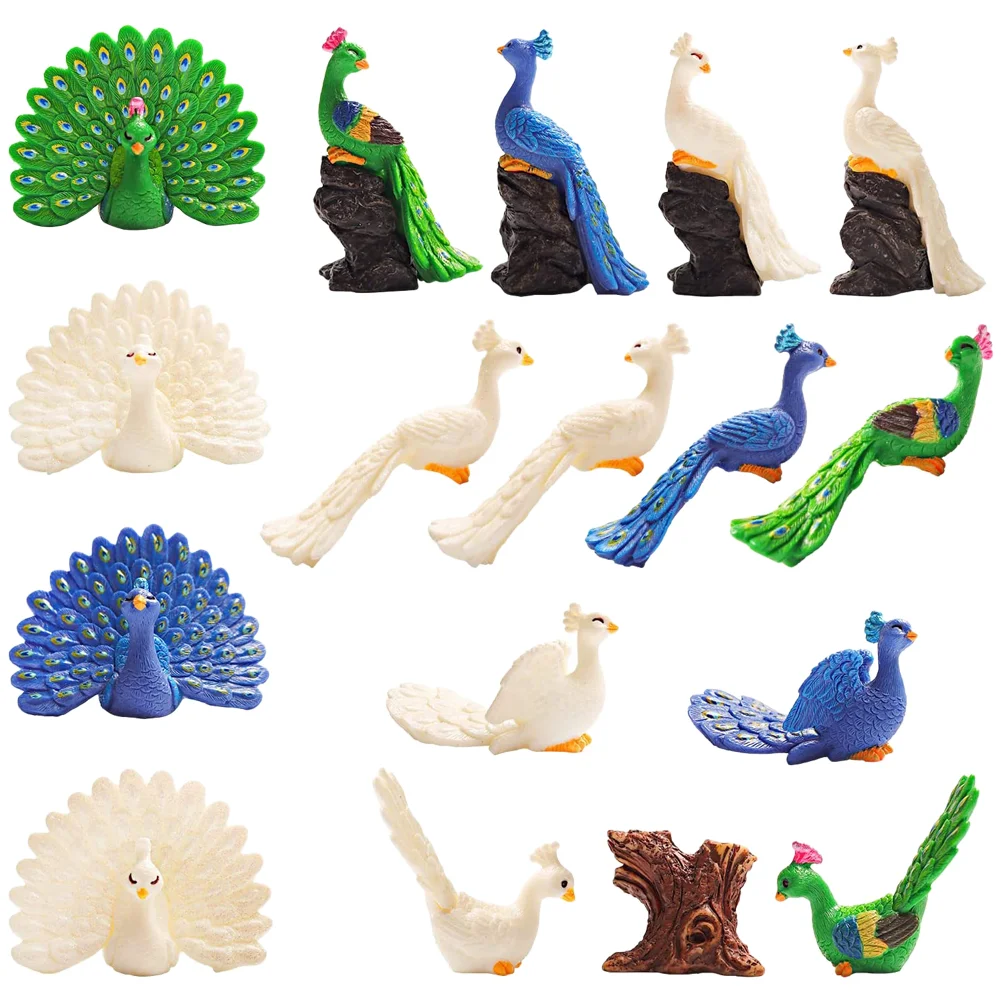 

Toy Peacock Statue Resin Miniature Animal Figurines Micro Landscape Decoration Decorations Statues