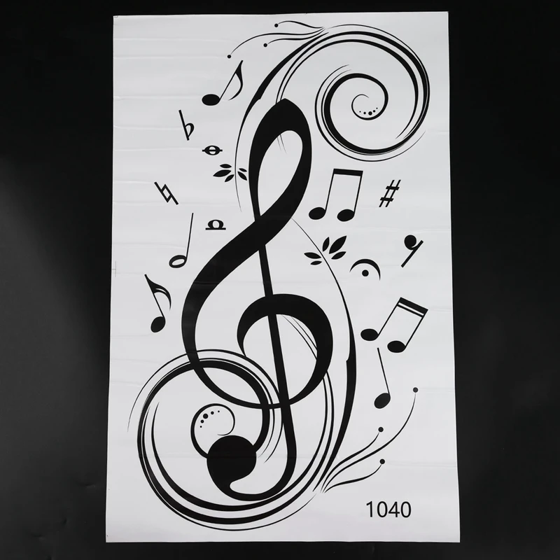 Beat Note music wall art stickers,vinyl wall stickers music decor,Graphic Art musical home decoration（black）77x45cm
