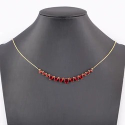Nidin New Arrival Hot Sale Romantic Heart Shape Pendant Necklace Copper Zircon White/Blace/Red Colors Jewelry Accessories