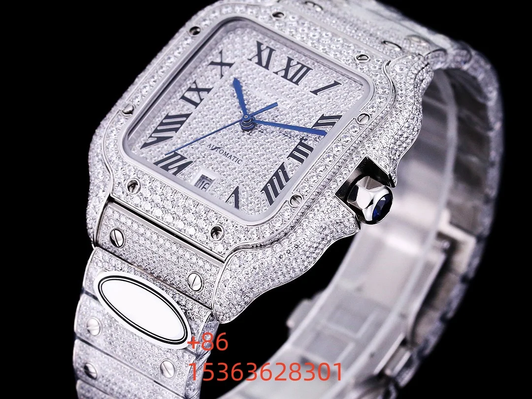 

Diamond Watch for Men Luxury Waterproof Square Automatic Mechanical Watch Clocks Hip Hop Ice Out Jewelry Wristwatch Male Hot Sel