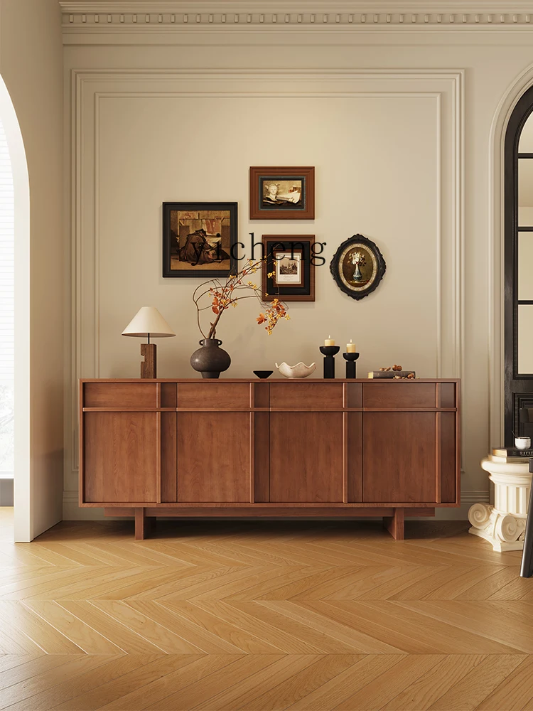 

LX Solid Wood Sideboard Cabinet Living Room Wall-Mounted Integrated Storage Cabinet Home Use Natural Wood