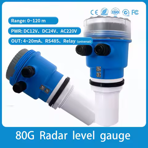 80GHz Radar Level Meter 4-20mA + RS485 DC24V Radar Level Sensor 0-5m 0-10m 0-20m G1.5 DN80 Flange Radar Level Transmitter