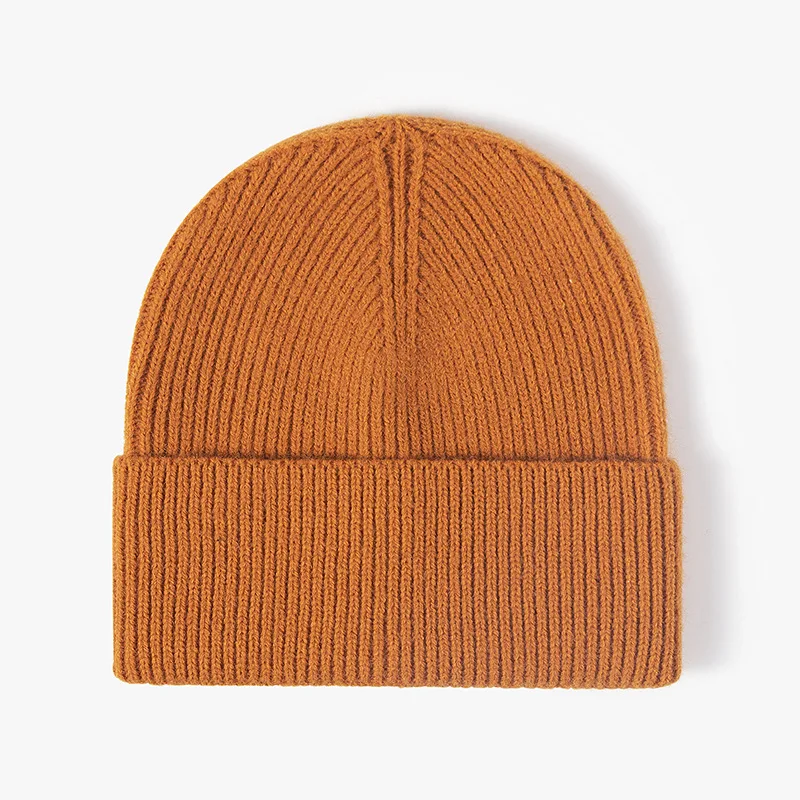 Simple Solid Color Knit Beanie Unisex Soft Stretchy Cuffed Ribbed Winter Hat Plain Warm Skull Cap for Men Women