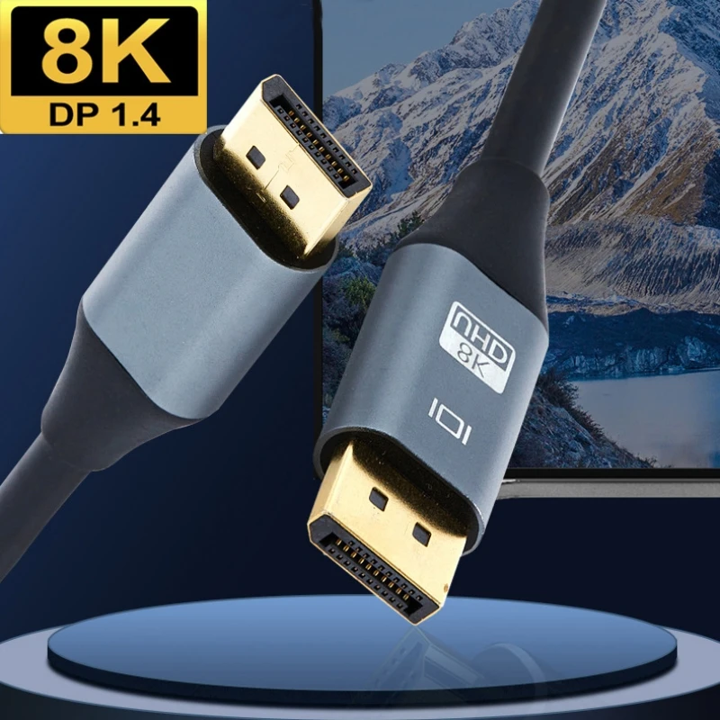 DisplayPort 1.4 kabel Adapter DP do DP 8K 60Hz 4K 120Hz HDR 165Hz Port wyświetlacza dostosuj kabel Audio kabel DP do telewizora PC Laptop PS5