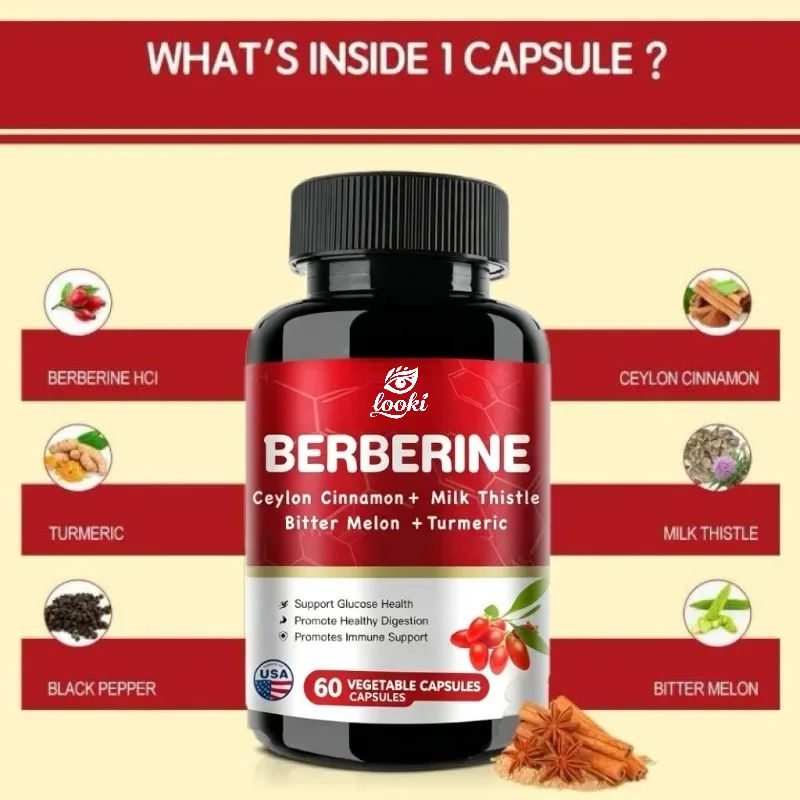 Ceylon Cinnamon Berberine, Bitter Gourd, Milk Thistle 60 Capsules