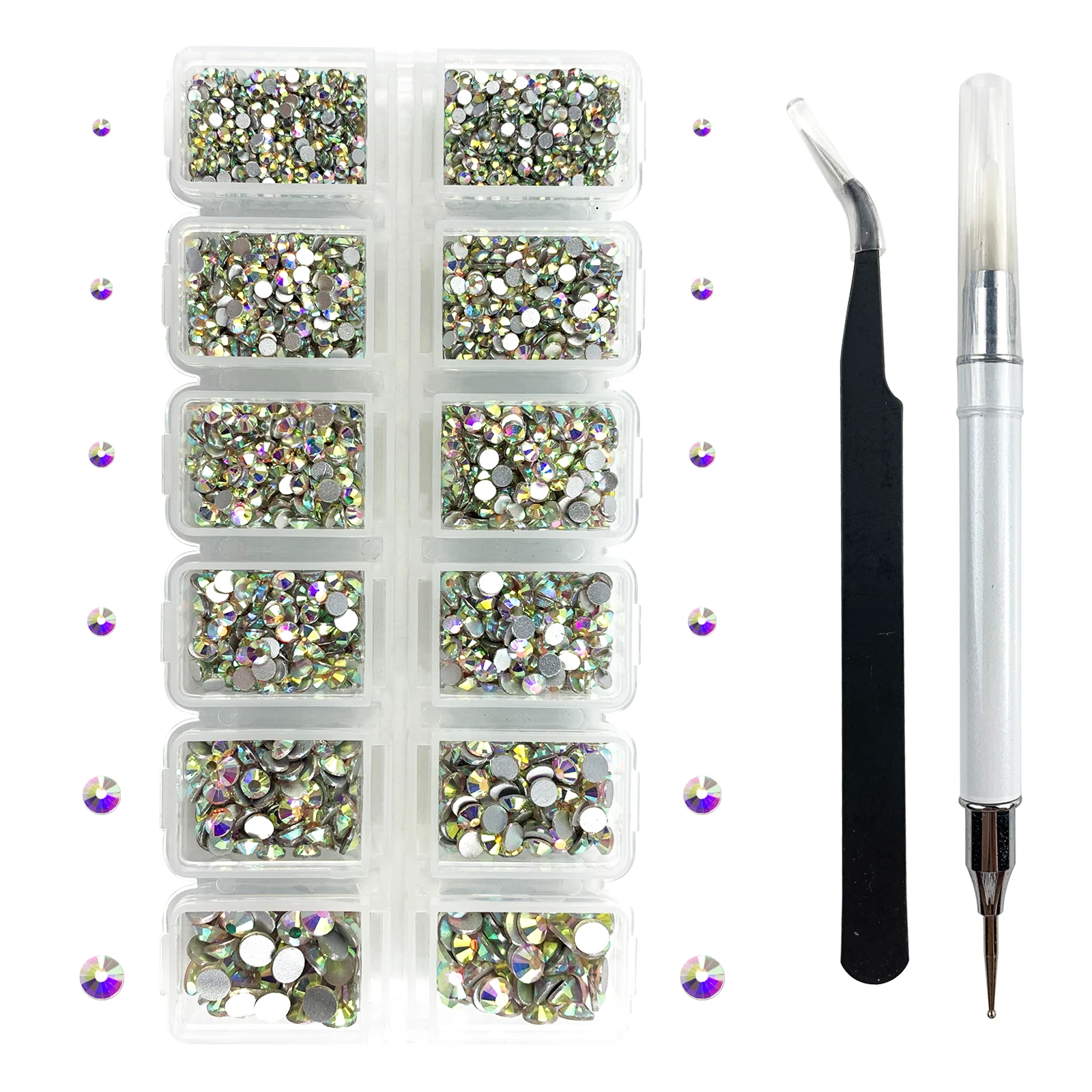 

Crystal AB Flatback Diamond Nail Rhinestones 3D Glass Crystal For Nail Art Decoration Glitter Gems Crystals Beads DIY Manicure