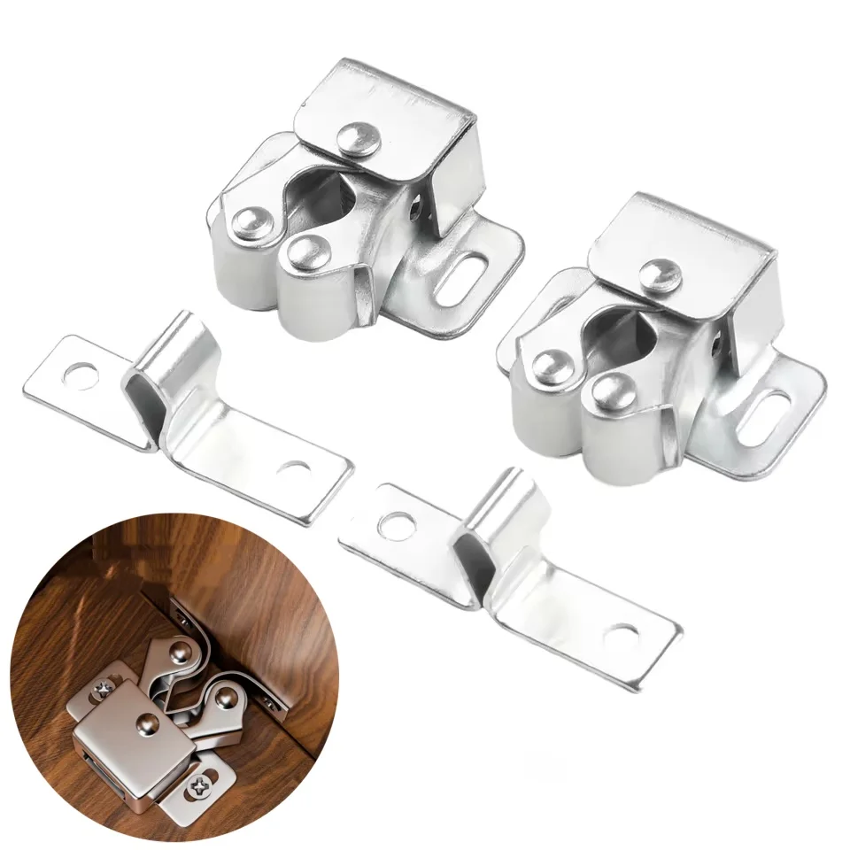 Press The Home Wardrobe Door Buckle Touch The Bead Magnetic Dual Wheel Spring Fixed Lock Buckle Low Foot Cabinet Door Buckle