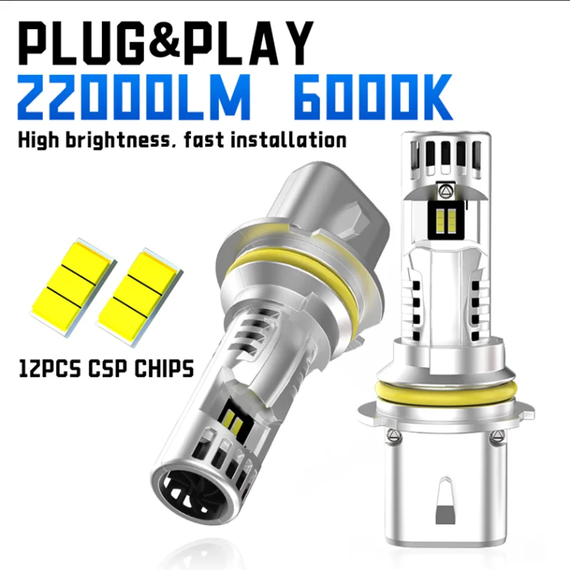 

2PCS H15/9007 LED Headlight Bulbs High and Low Beam Ultra Bright 1:1 Size Halogen Replacements Fog Light Bulb 6000K Cool White