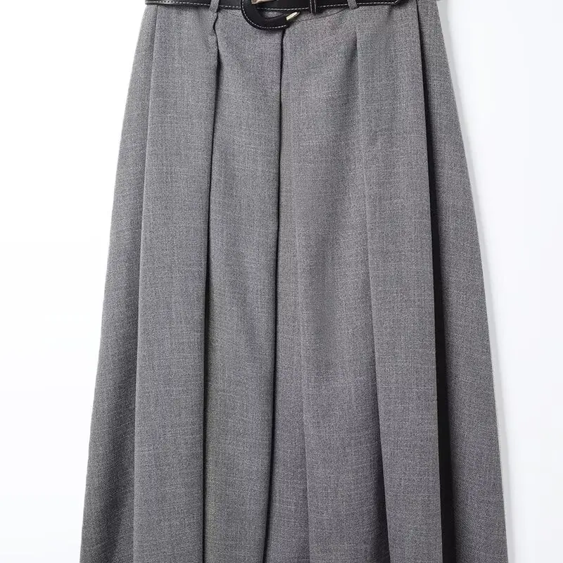 تنورة نسائية جديدة لخريف 2025 على الطراز الأوروبي والأمريكي للتنقل بمزاج عصري متعددة الاستخدامات وحزام مطابق