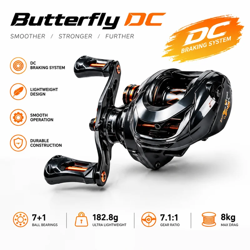 ハシダ バタフライ DC ベイトキャスティングリール。電子ブ - Spincast Reel のレビューと価格