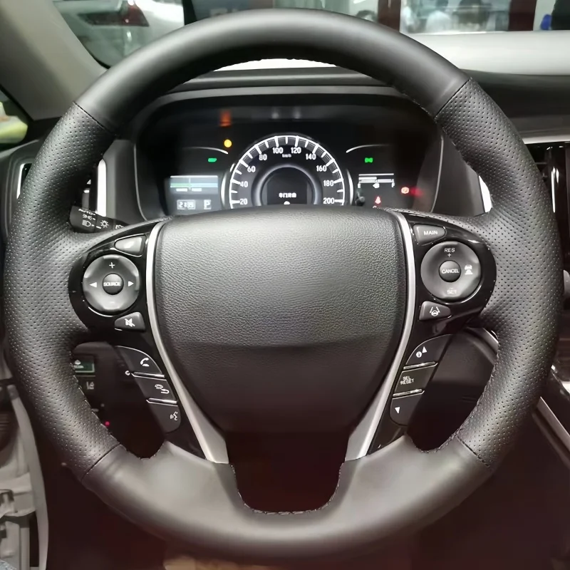 

DIY Black Custom Genuine Leather Car Steering Wheel Cover For Honda Odyssey Elisen Accord 9 Crosstour 2013-2015 Car Accessories