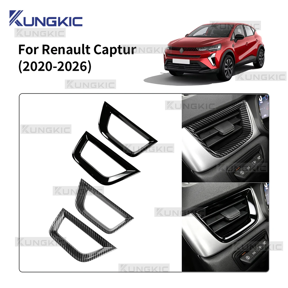Dashboard Air Vent Frame Trim Carbon Fiber Texture For Renault Captur 2020-2026 Left Right Side Outlet Cover LHD Car Accessories 2