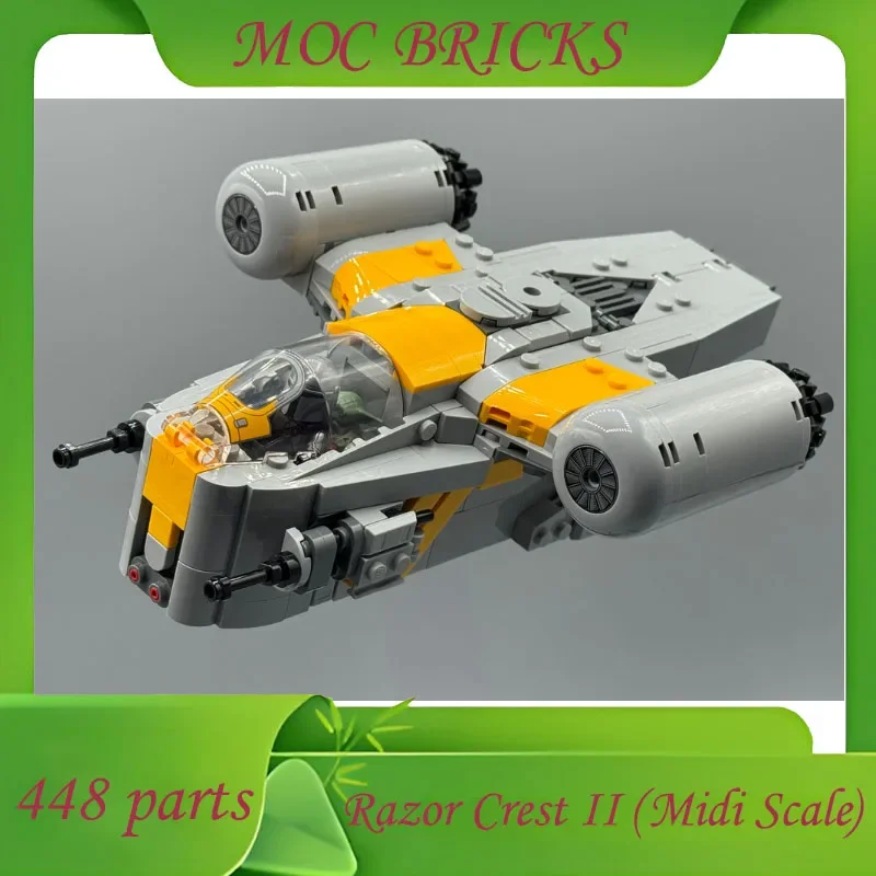 Custom 448 Parts Spaceship Series MOC Razor Crest II (Midi-Scale) Creative Model DIY Architecture Assembly Educational Toy Gifts