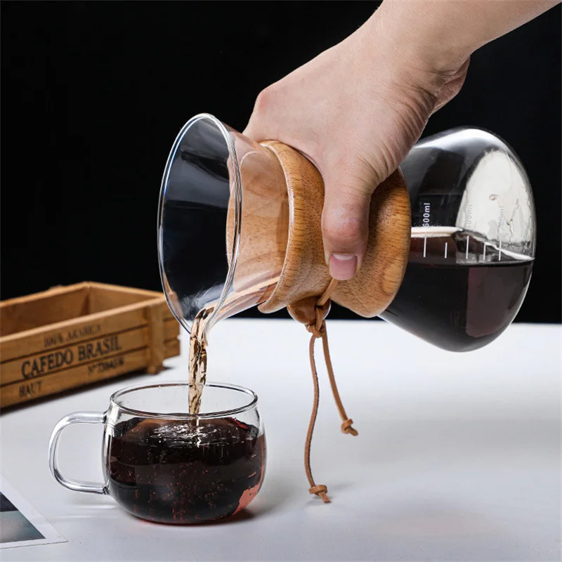 กาแฟหม้อสแตนเลสสตีล Drip Brewing ร้อนชุด1000Ml เครื่องใช้ในครัวเรือน Sharing หม้อกาแฟเครื่องมือ Cork Borosilicate แก้ว