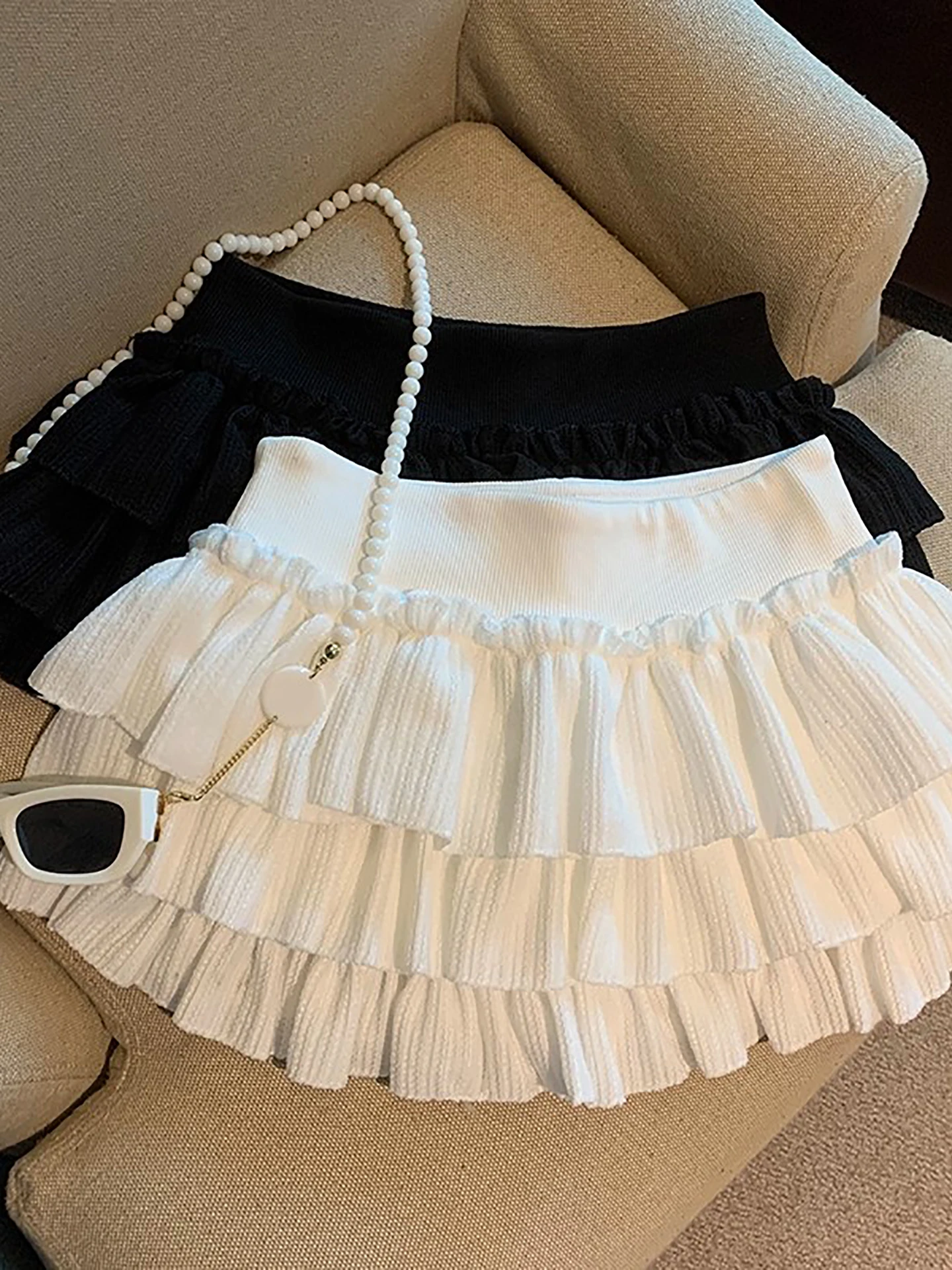 

e Ballet Sle Puffy Multi-Layer Cake Skirt Women's A-Line ort Skirt Elastic Waist Autumn New Arrival Sweet