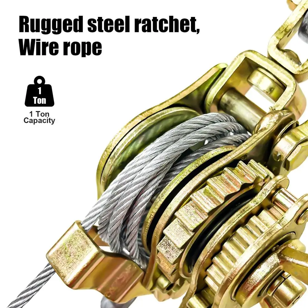 الثقيلة تأتي على طول ونش 2 طن المزدوج والعتاد السلطة بولير 4400LB 6.56Ft كابل اليد رافعة أداة