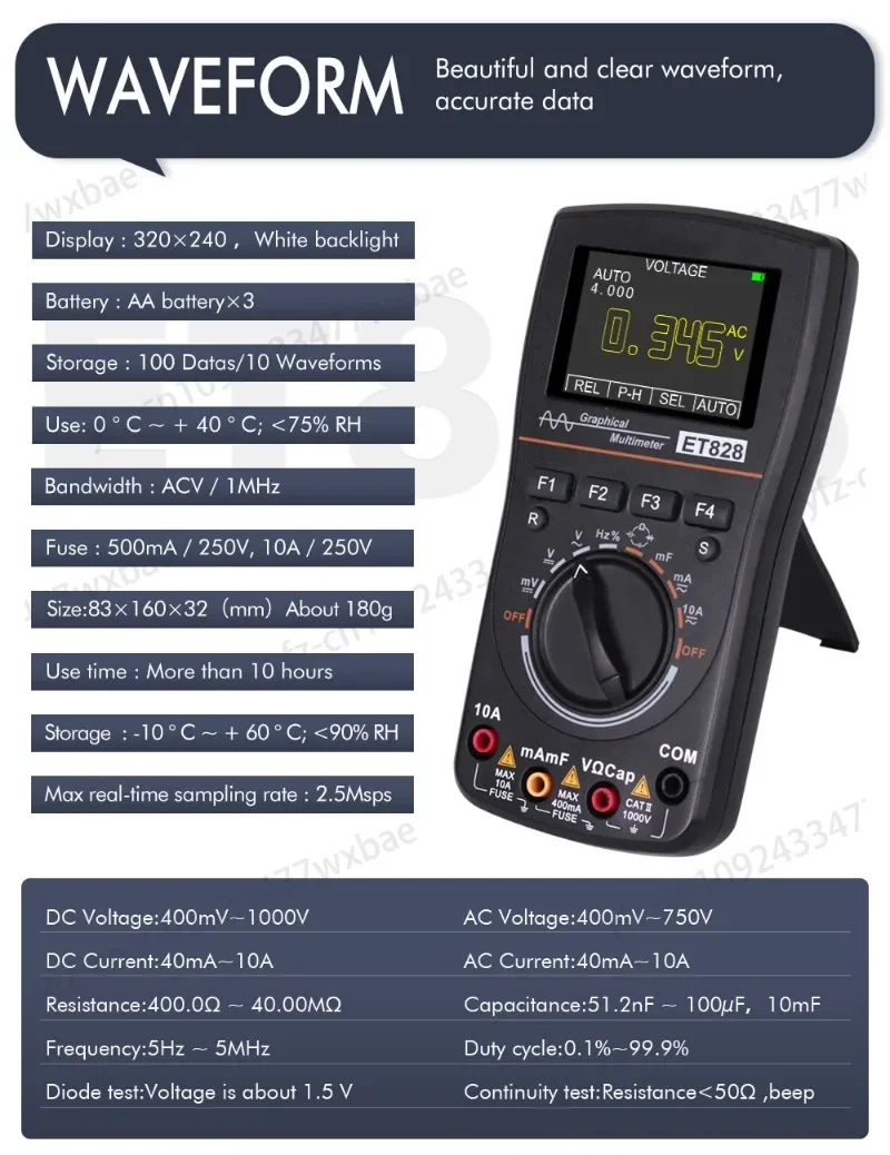 

Export handheld oscilloscope ET-828 portable multifunctional multimeter 2-in-1 independent station oscilloscope