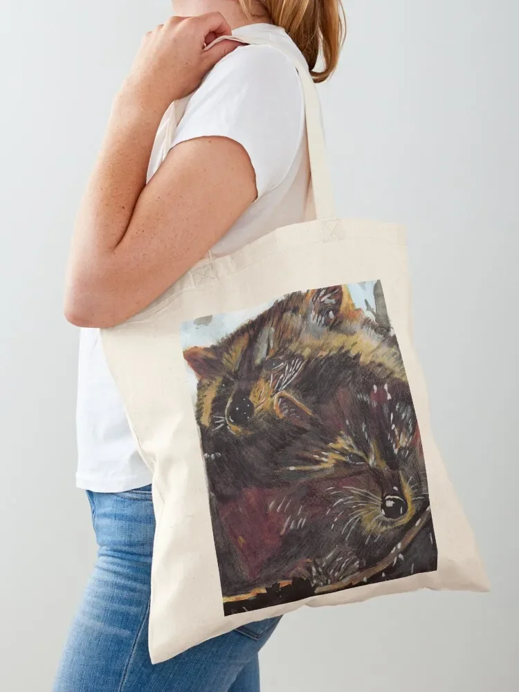 

Raccoons Tote Bag supermarket folding bag shopper bag women cute pouch Customizable tote