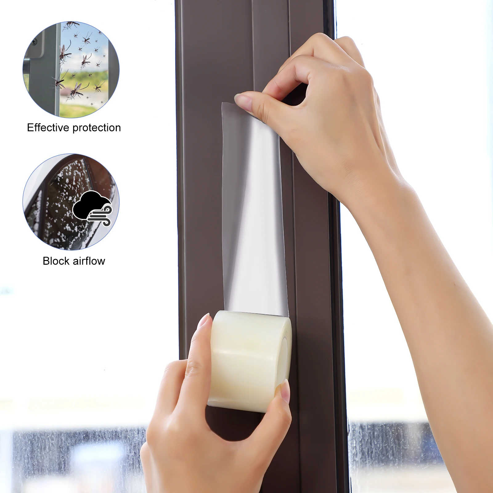 

Waterproof Insect Repellent Tape 1Roll Thick Adhesive 5cmx20m Weather Stripping Seal Windows Doors Insulation Winter Kit