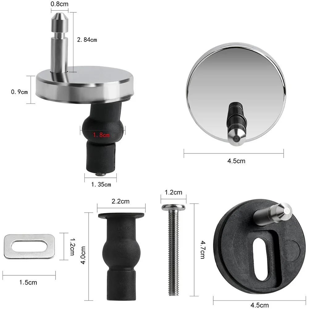 2x Toilet Seat Hinges Black Silver Stainless Steel Plastic Accessories Spare Parts Stable Strong Release Quick