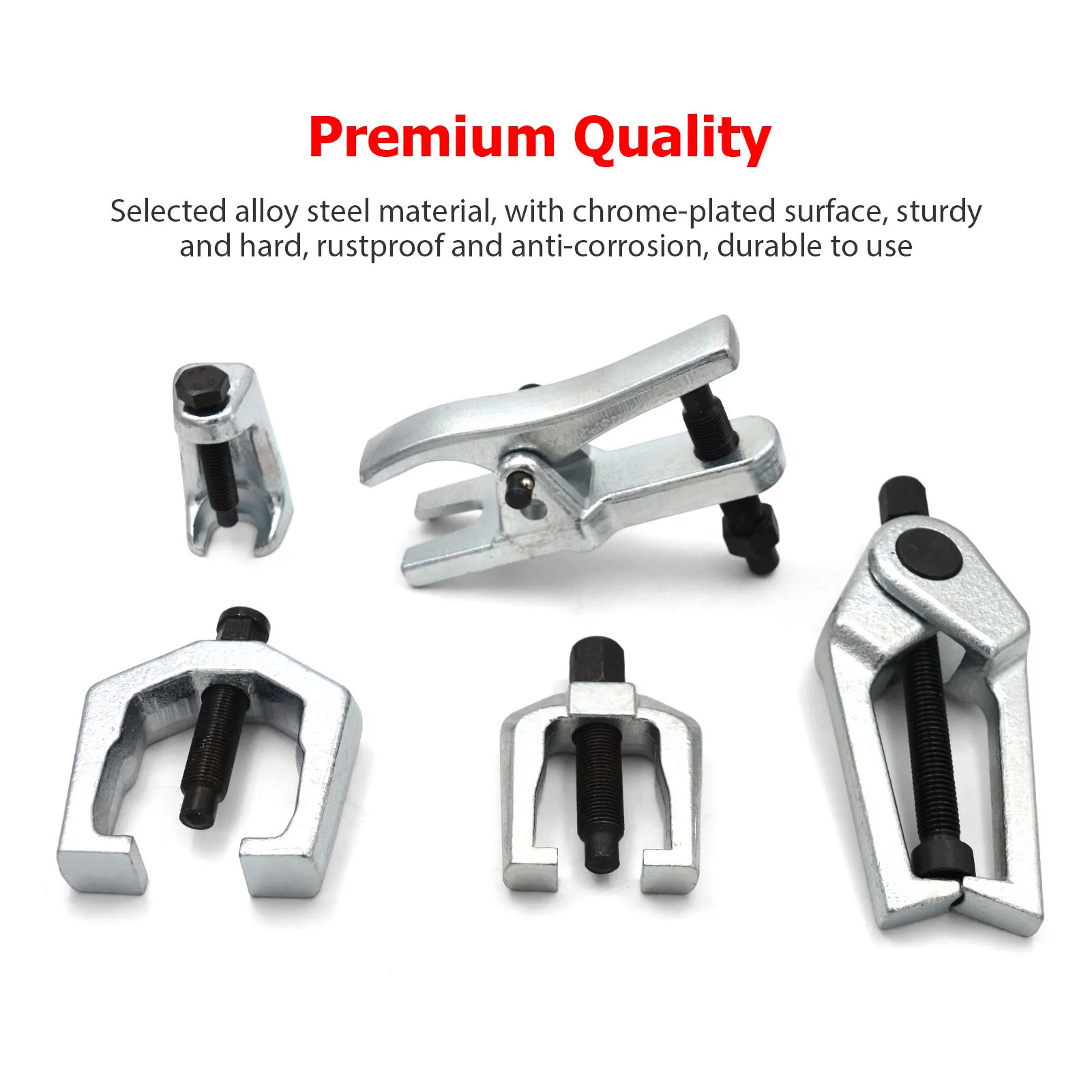 5pcs Ball Joint Separator Kit Pitman Arm Puller Tie Rod End Remover Splitter Removal Tool Automotive Front End Service Set