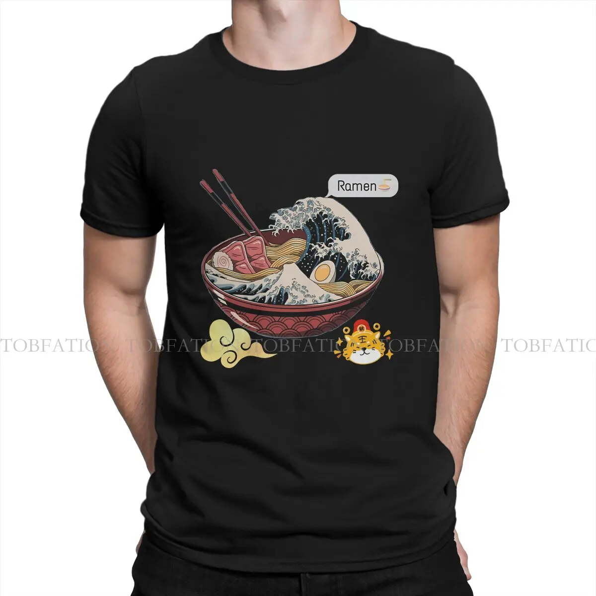 The Great Ramen Off Kanagawa Crewneck TShirts Looks Delicious Distinctive Men's T Shirt Hipster Clothing 6XL