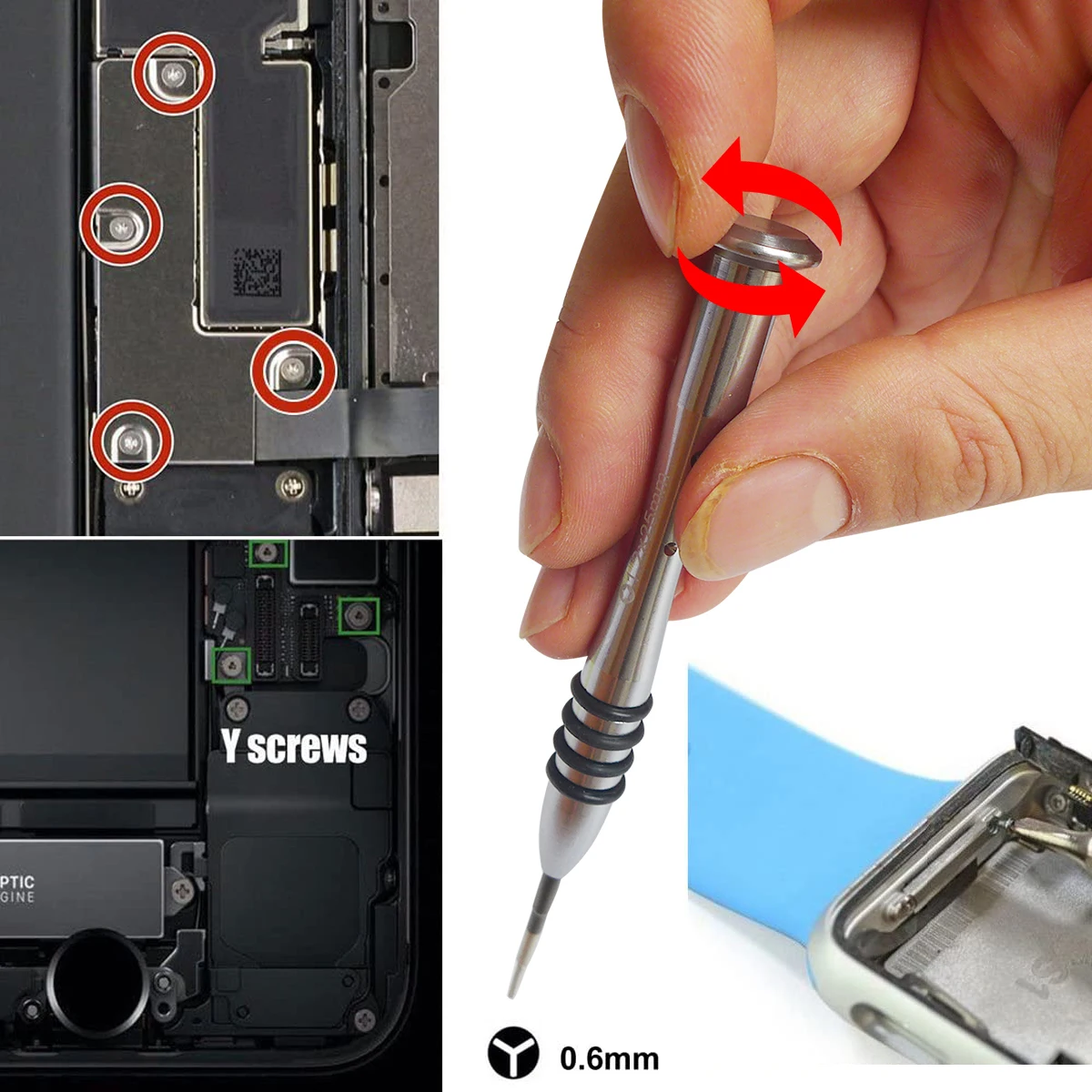 0.6 مللي متر Y شكل ثلاثي نقطة Y000 ثلاثي الجناح طقم أدوات مفك البراغي متوافق مع أبل ساعة إصلاح افتتاح أداة