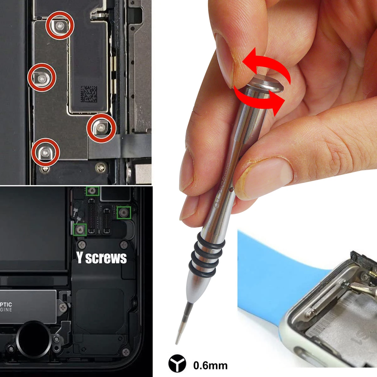 Imagem -02 - Tri-ponto Y000 Tri-wing Chave de Fenda Ferramenta Kit Compatível com Apple Assista Reparação Ferramenta de Abertura 0.6 mm y Forma