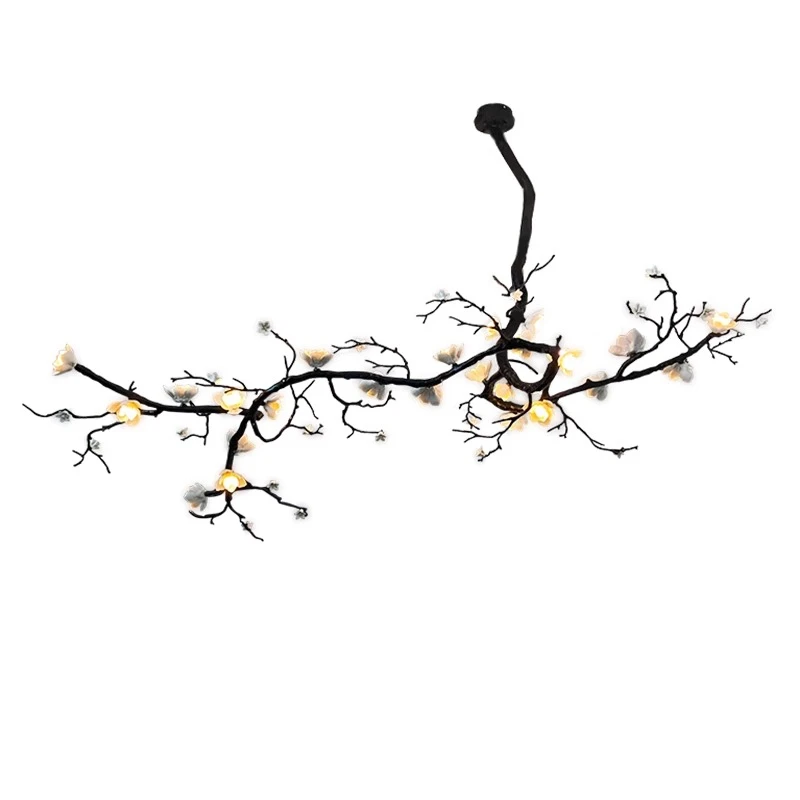 

Light luxury modern Chinese tea room chandelier designer Chinese style living room lamp Zen restaurant ceramic flower study lamp