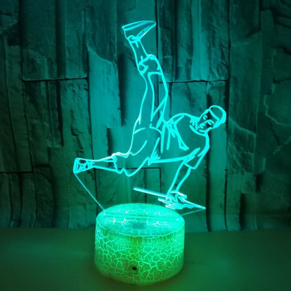 3D Breakdance LED Night Light for Room Decor 7 Colors Changing Optical Illusion Lamp Birthday Christmas Gift for Kids Boys Girls