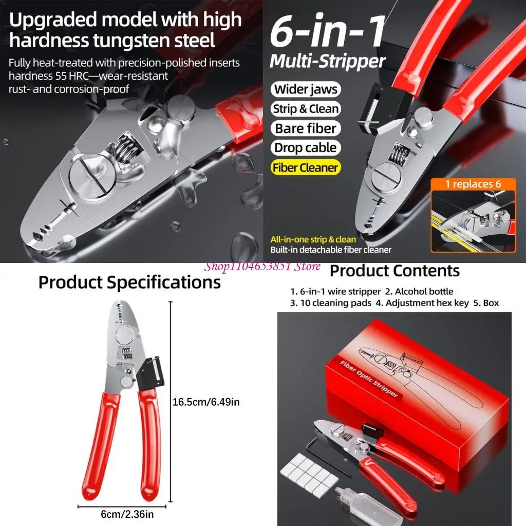 Precise Fiber Opt Stripper Tool For Coating Buffer Networking Cable Stripping 