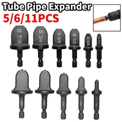 5/6/11PCS Tube Pipe Expander Copper Tube Hex Shank Pipe Expander for Air Conditione Pipe Flaring Takeover Repair Tool