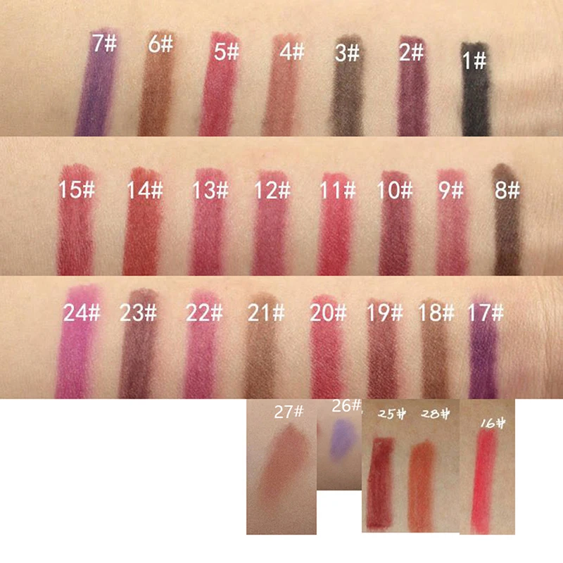 Delineador de labios de madera profesional para mujer, delineador de labios encantador, resistente al agua, lápiz suave, maquillaje, herramienta cosmética de larga duración, 28 colores